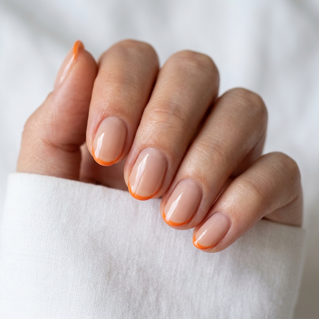 Micro Orange French Tip Nails Ideas