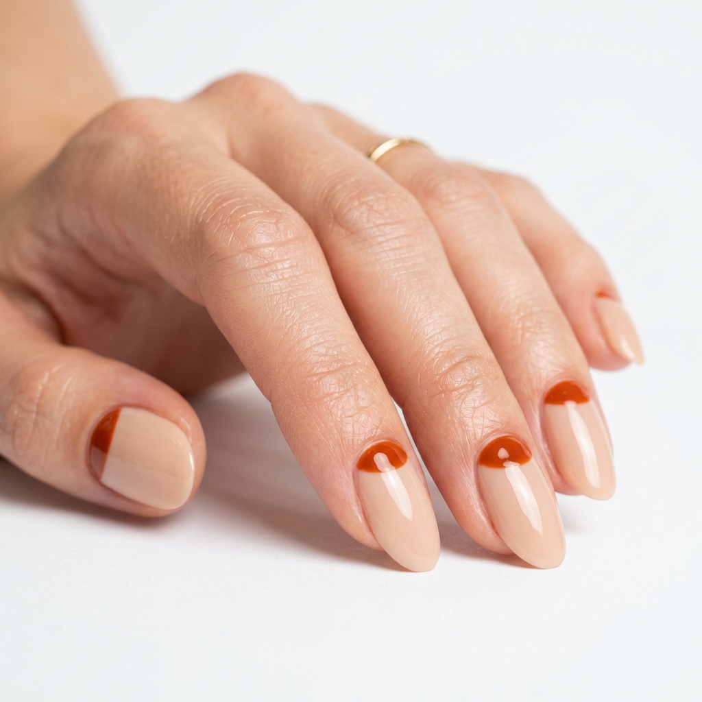 Reverse Orange French Tip Nails Ideas