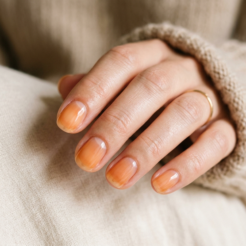 Sheer Orange Simple Summer Nails