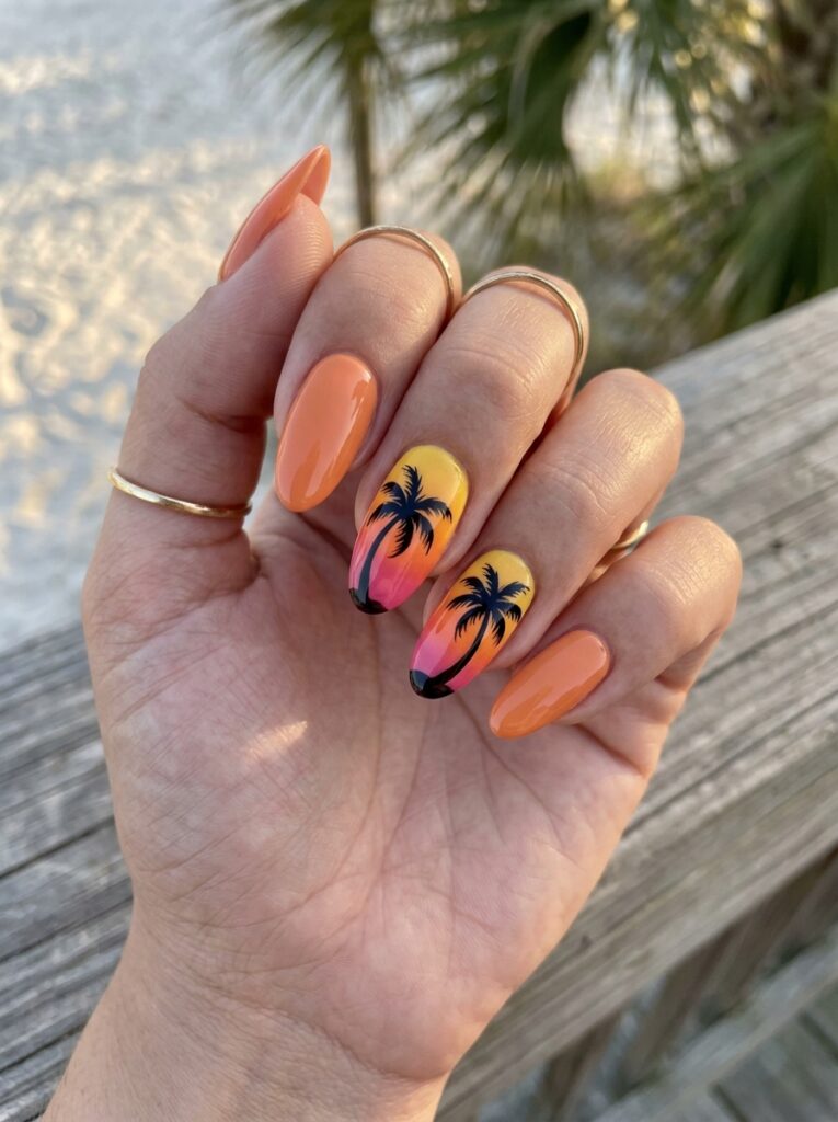 Hawaii Nails Ideas: 30 Ways to Bring Island Beauty to Your Fingertips 5 Palm Tree Nail Ideas
