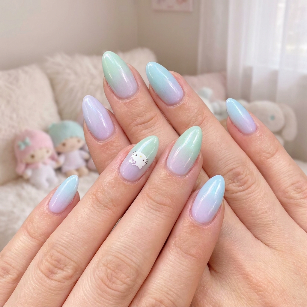 30 Hello Kitty Nails Ideas for Adorable Nail Designs 7 Pastel Hello Kitty Nails Ideas