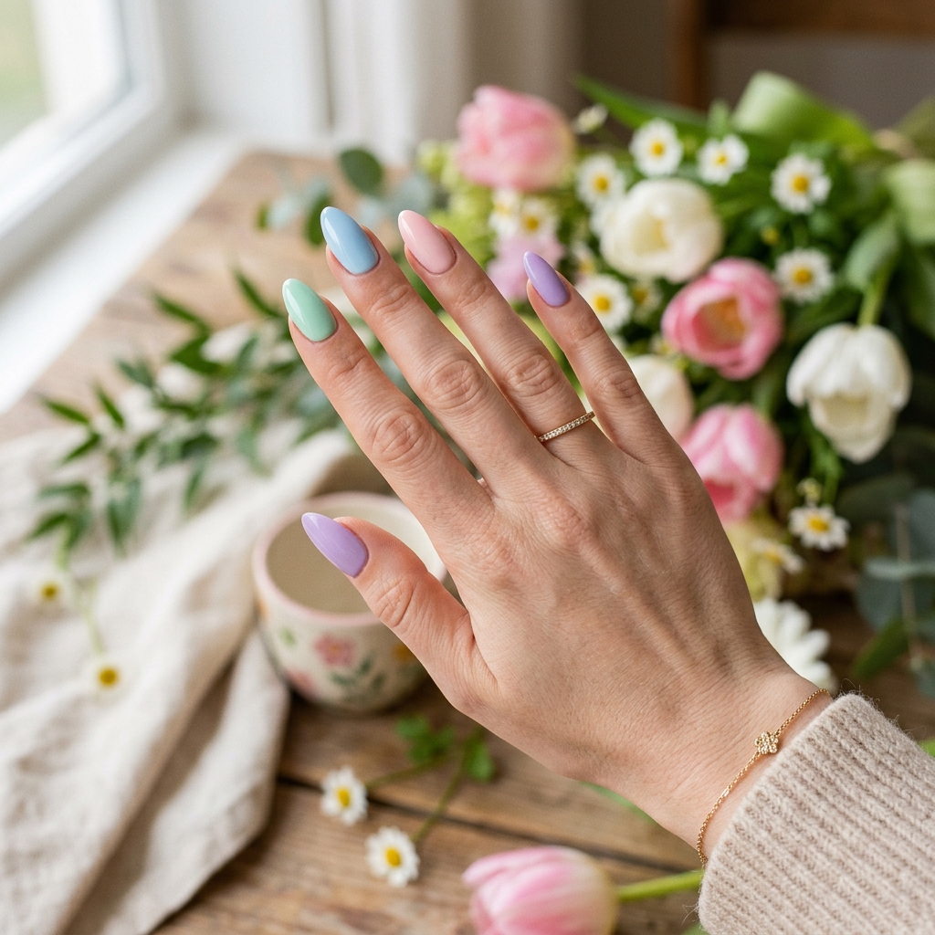 30 Simple Almond Nails Ideas That Never Go Out of Style 10 Pastel Simple Almond Nails Idea