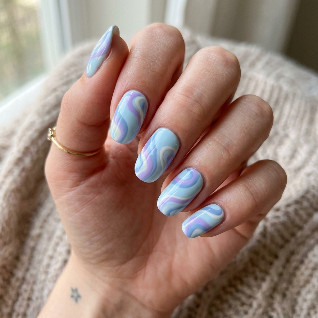 Light Blue Nails 30: Shades, Designs & Inspo for Every Style 8 Pastel Blue Swirl Nails Ideas