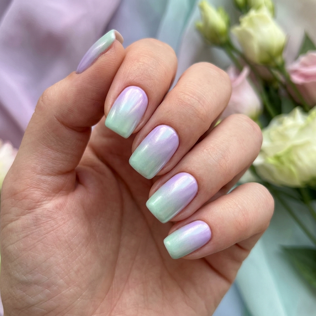 30 Chrome Ombre Nails Ideas for a Shine That Never Quits 7 Pastel Chrome Ombre Ideas