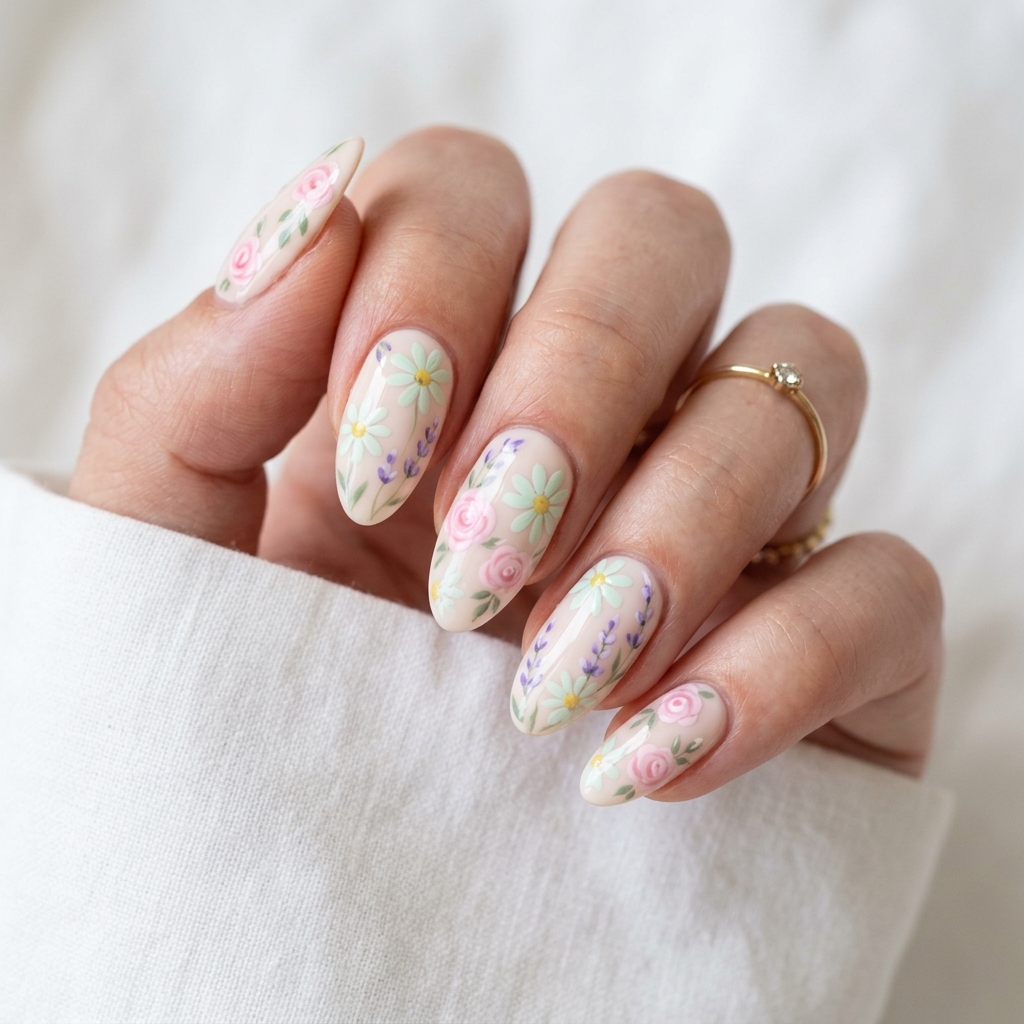 Flower Nails: 30 Stunning Floral Ideas to Inspire Your Next Manicure 22 Pastel Flower Nails Ideas