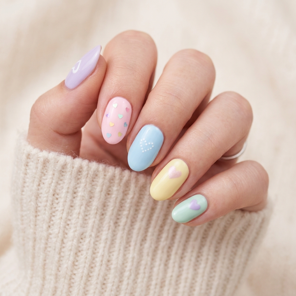 Pastel Heart Nail Ideas