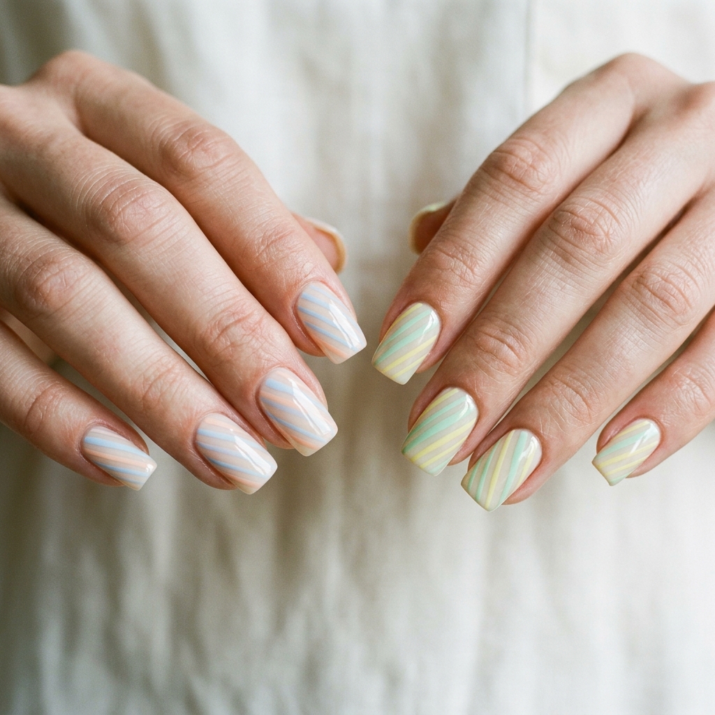 30 Pastel Nails Ideas 26 Pastel Nails With Stripes Idea