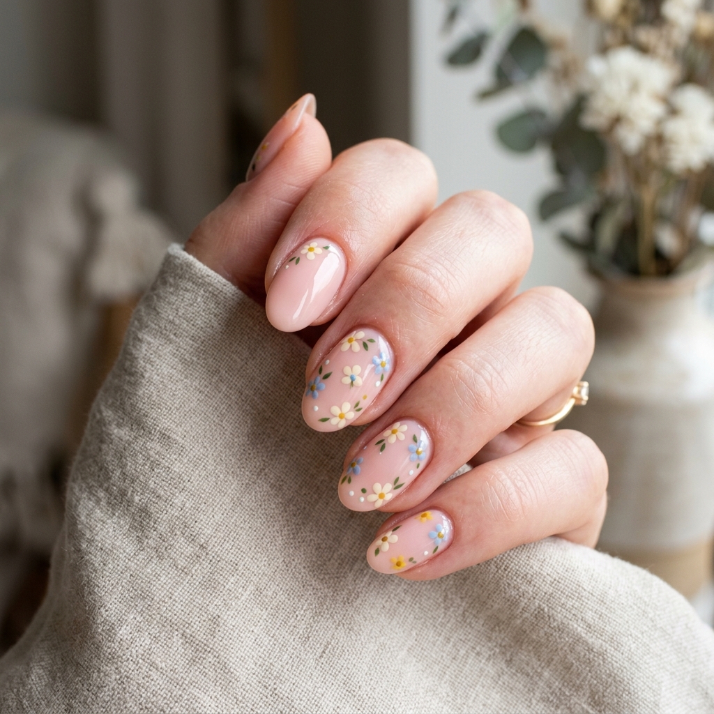30 Pastel Nails Ideas 23 Pastel Nails With Tiny Flowers Idea