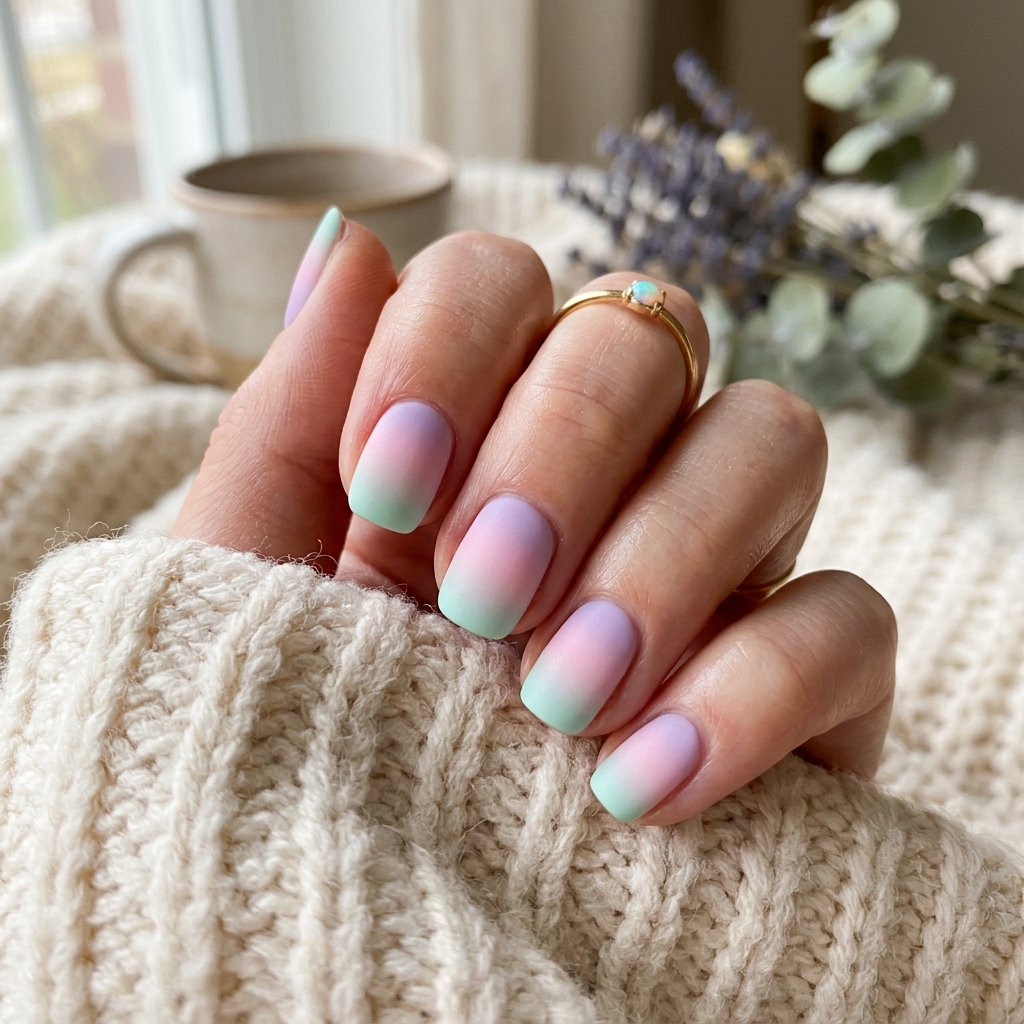 Short Acrylic Nails Round Up: 30 Stylish Looks for Every Nail Shape 9 Pastel Ombre Short Acrylic Nails Ideas