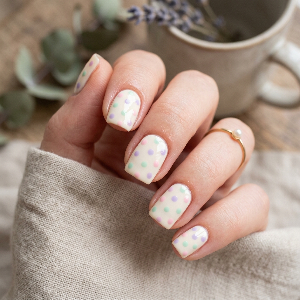 Pastel Polka Dot Nail Idea