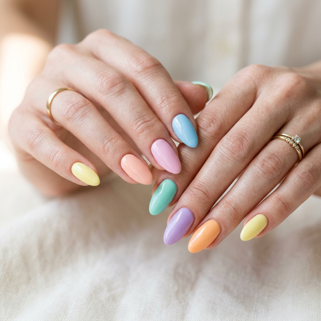 30 Pastel Nails Ideas 6 Rainbow Pastel Nails Idea