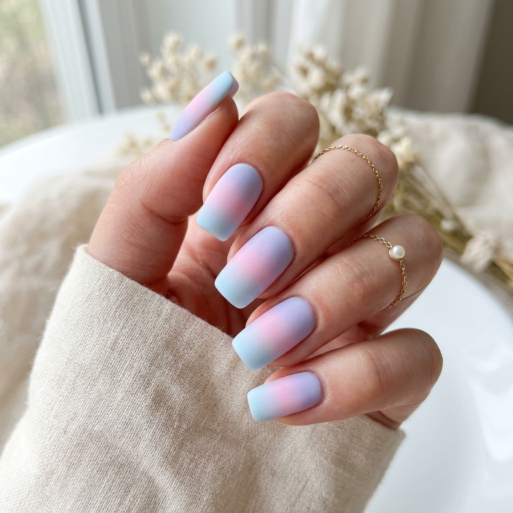 30 Spring Break Nails Ideas to Inspire Your Next Manicure 11 Pastel Sky Nail Idea