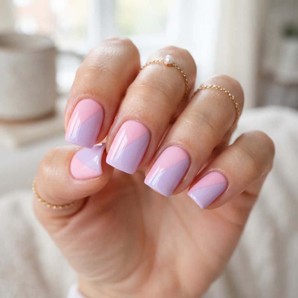 Pastel Two Tone Nails Ideas