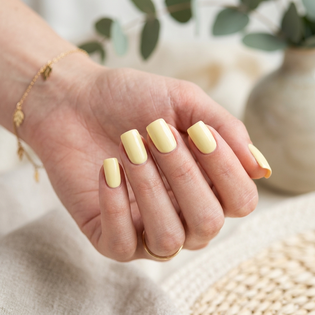 Pastel Yellow Nails Idea