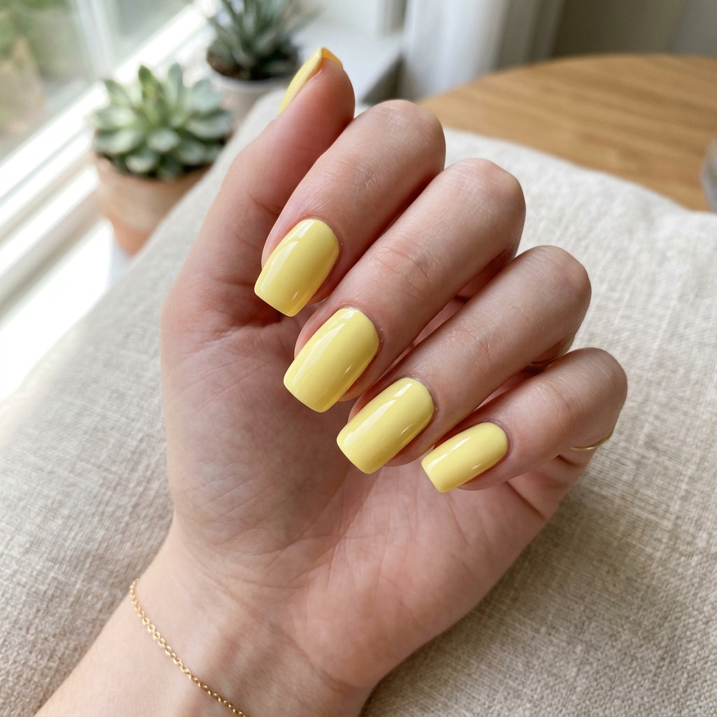 Pastel Yellow Simple Summer Nail