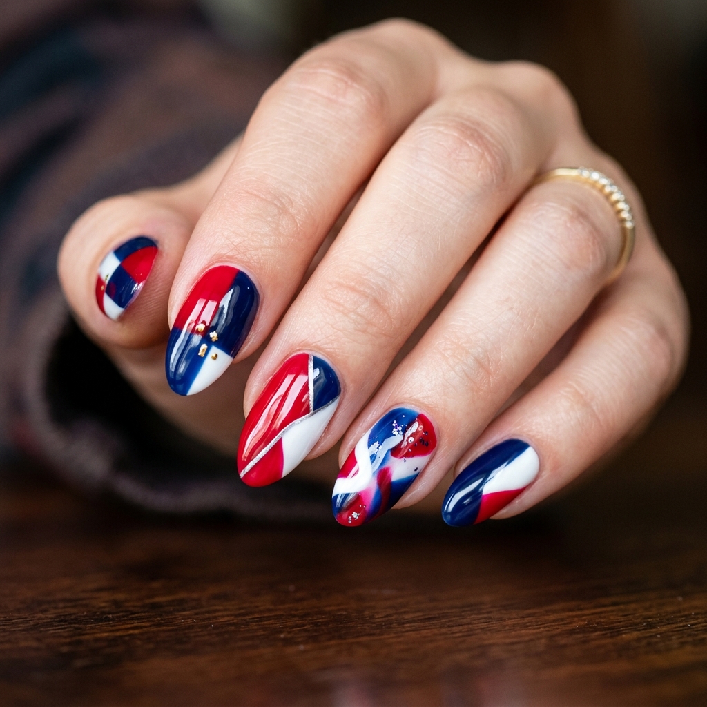 Patriotic Abstract Nail Art Ideas
