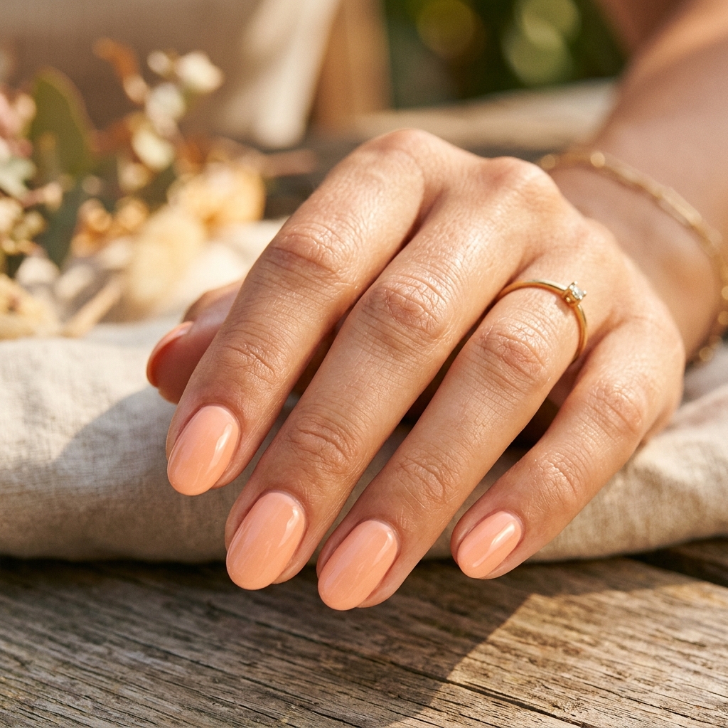 Soft Peach Simple Summer Nails