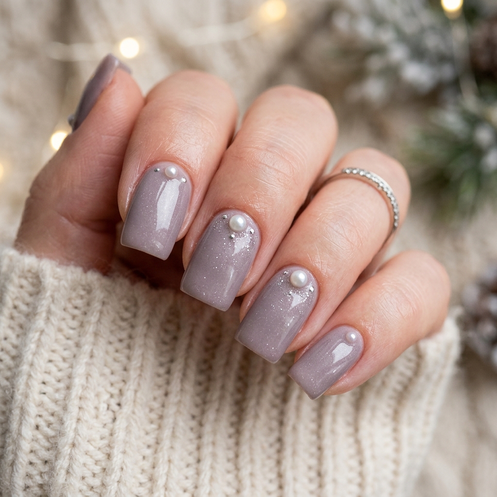 January Nails Ideas: 30 Fresh and Frosty Ways to Start the Year 24 Pearl Accent January Nails Idea