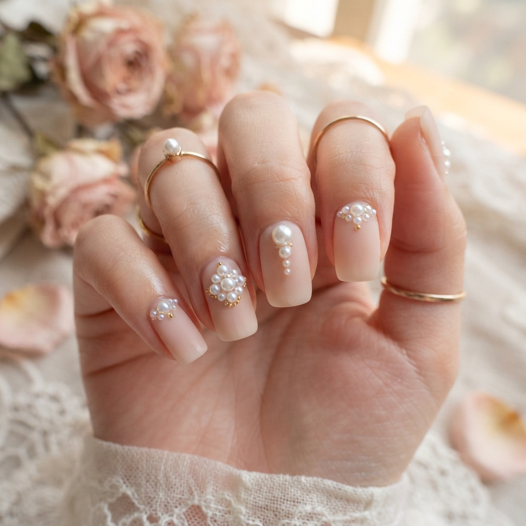 December Nails: 30 Creative Ideas to Try This Holiday Season 27 Pearl Accent Nail Ideas