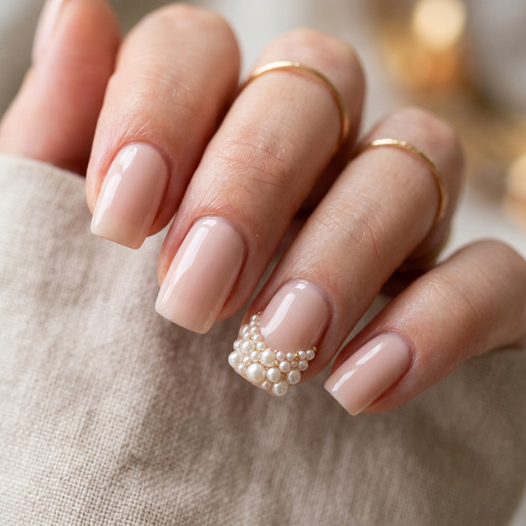 30 Pearl Nails Ideas to Inspire Your Next Manicure 23 Pearl Cluster Nail Ideas