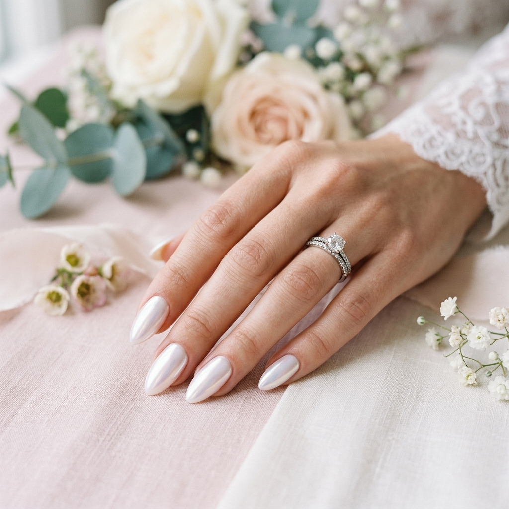 White Almond Nails Ideas: 30 Creative Looks to Inspire Your Next Manicure 7 Pearl White Almond Nails