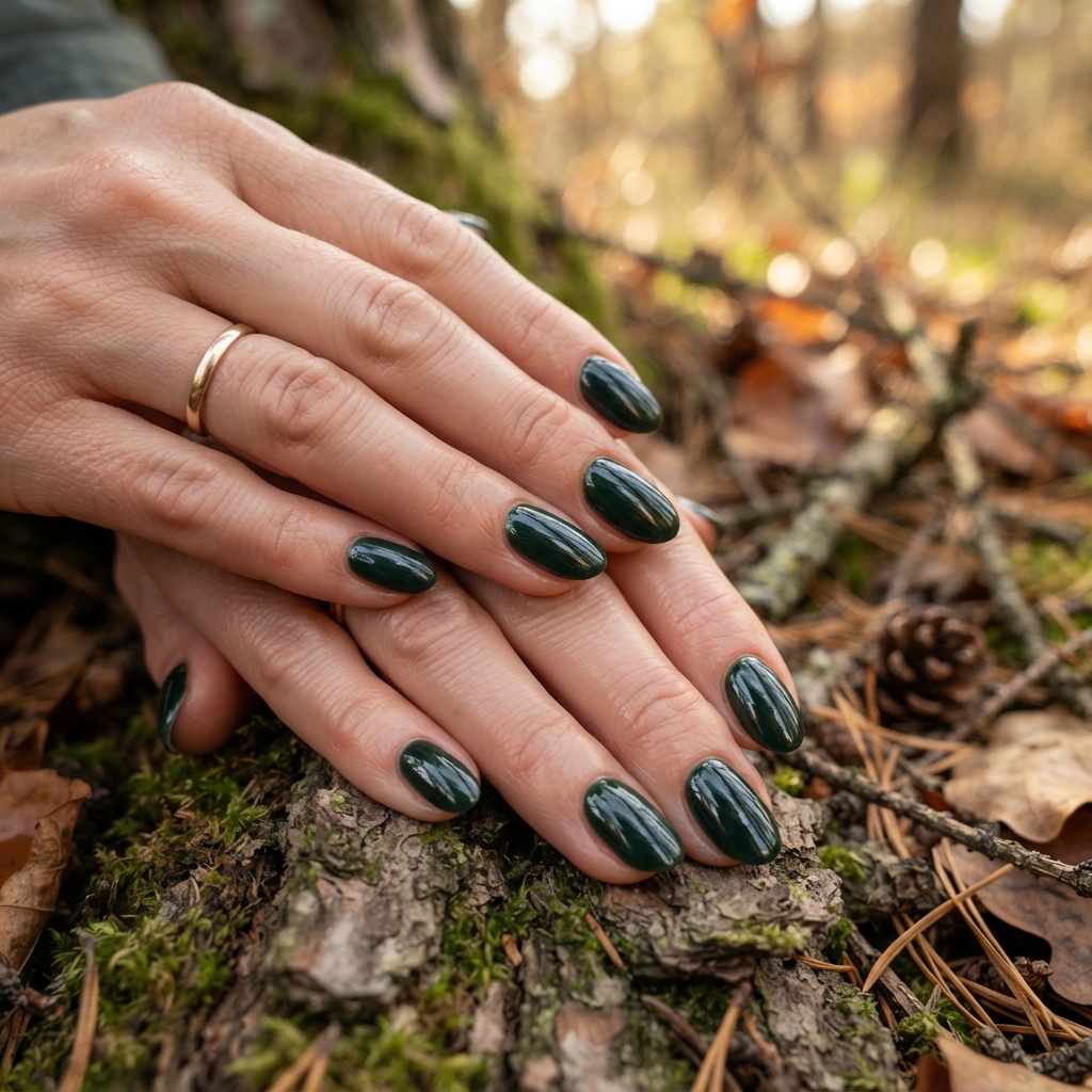 30 Winter Gel Nails Ideas You'll Want to Save 20 Pine Green Gel Nails Idea