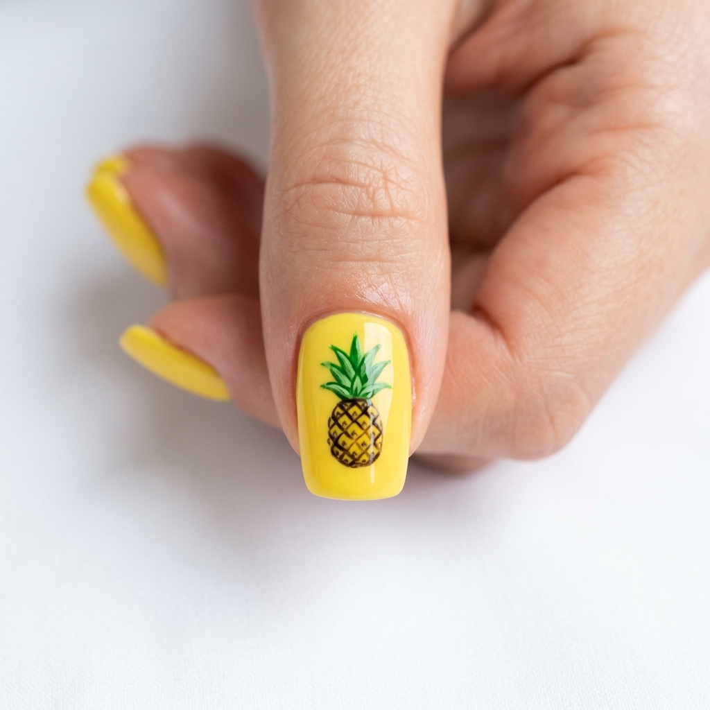 30 Spring Break Nails Ideas to Inspire Your Next Manicure 6 Pineapple Print Spring Break Nails Idea