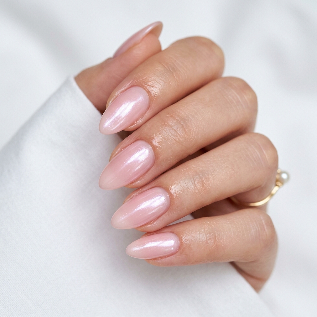 Soft Glazed Milky Pink Almond Nails Ideas