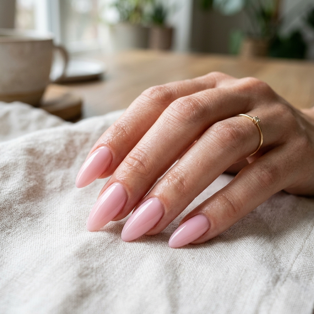 30 Pink Acrylic Nails Ideas 11 Almond pink acrylic nails Idea