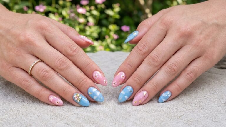Pink and Blue Nails