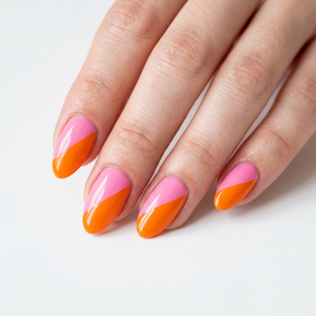 30 Pink and Orange Nails Ideas 13 Two Tone Pink and Orange Nails Ideas