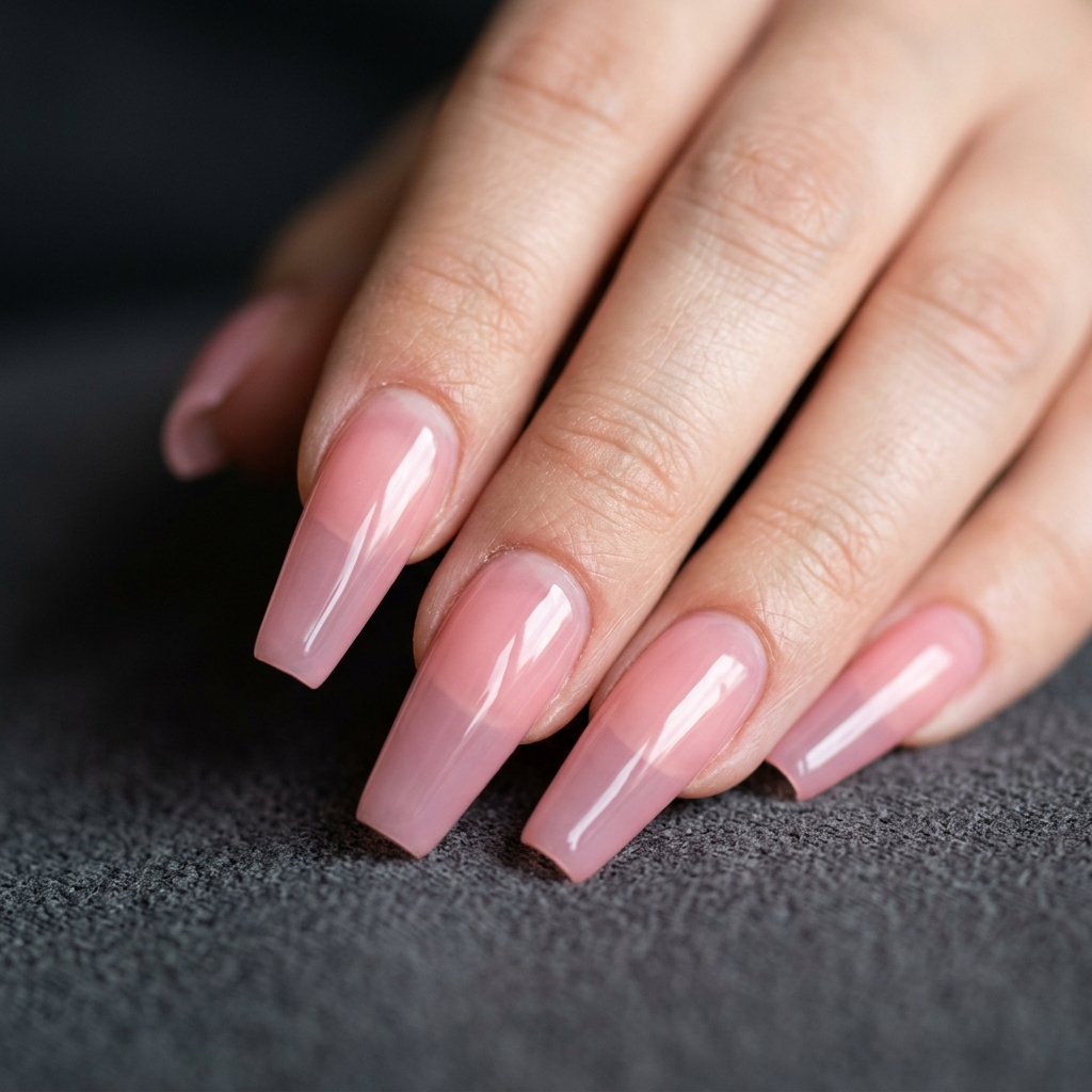 30 Light Pink Jelly Nails Ideas You'll Want to Save Now 11 Pink Jelly Coffin Nail Ideas