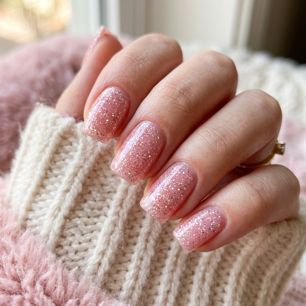 30 Light Pink Jelly Nails Ideas You'll Want to Save Now 9 Glitter Infused Pink Jelly Nail Ideas