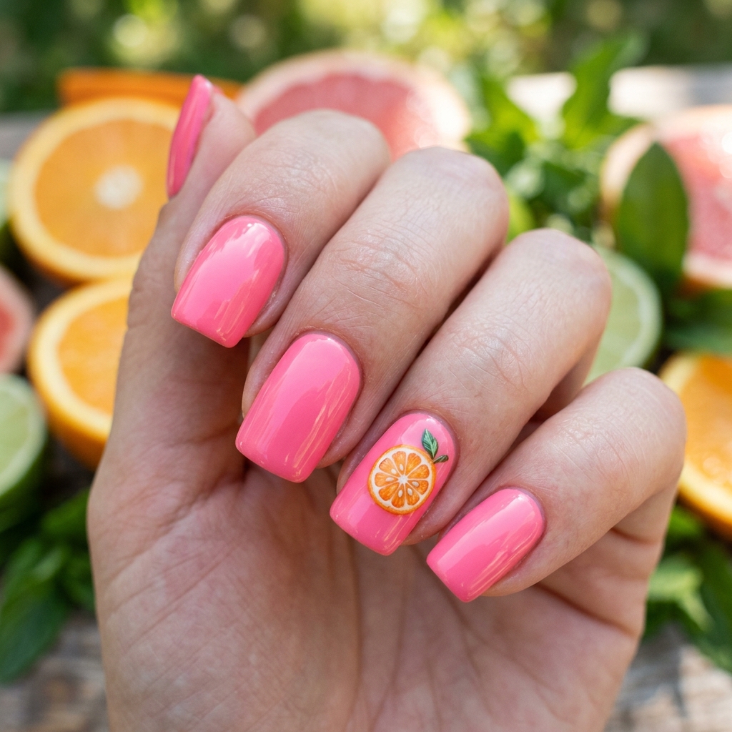 30 Pink and Orange Nails Ideas 22 Citrus pink and orange nails Ideas