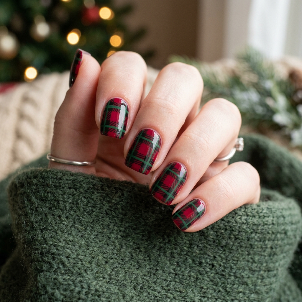 Plaid Winter Nail Idea