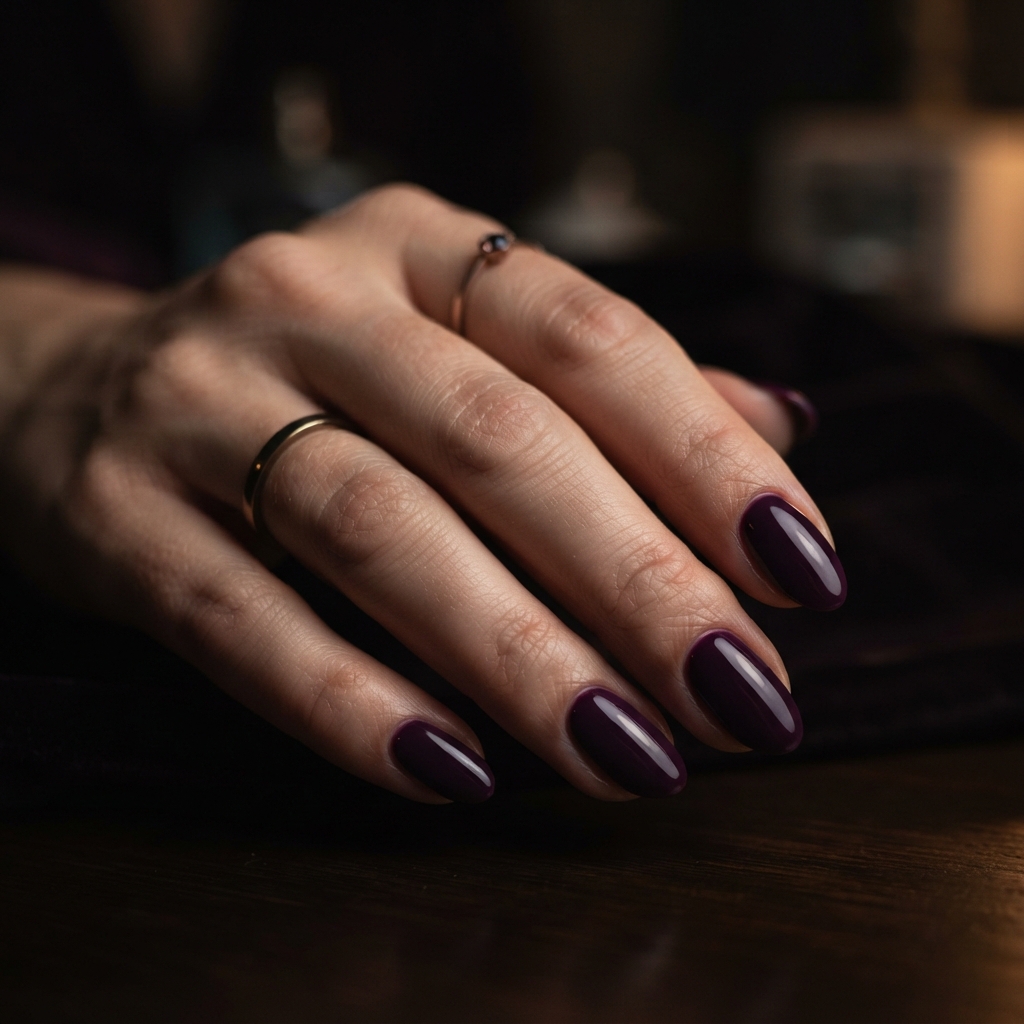 30 Winter Gel Nails Ideas You'll Want to Save 8 Plum Purple Winter Gel Nails Idea