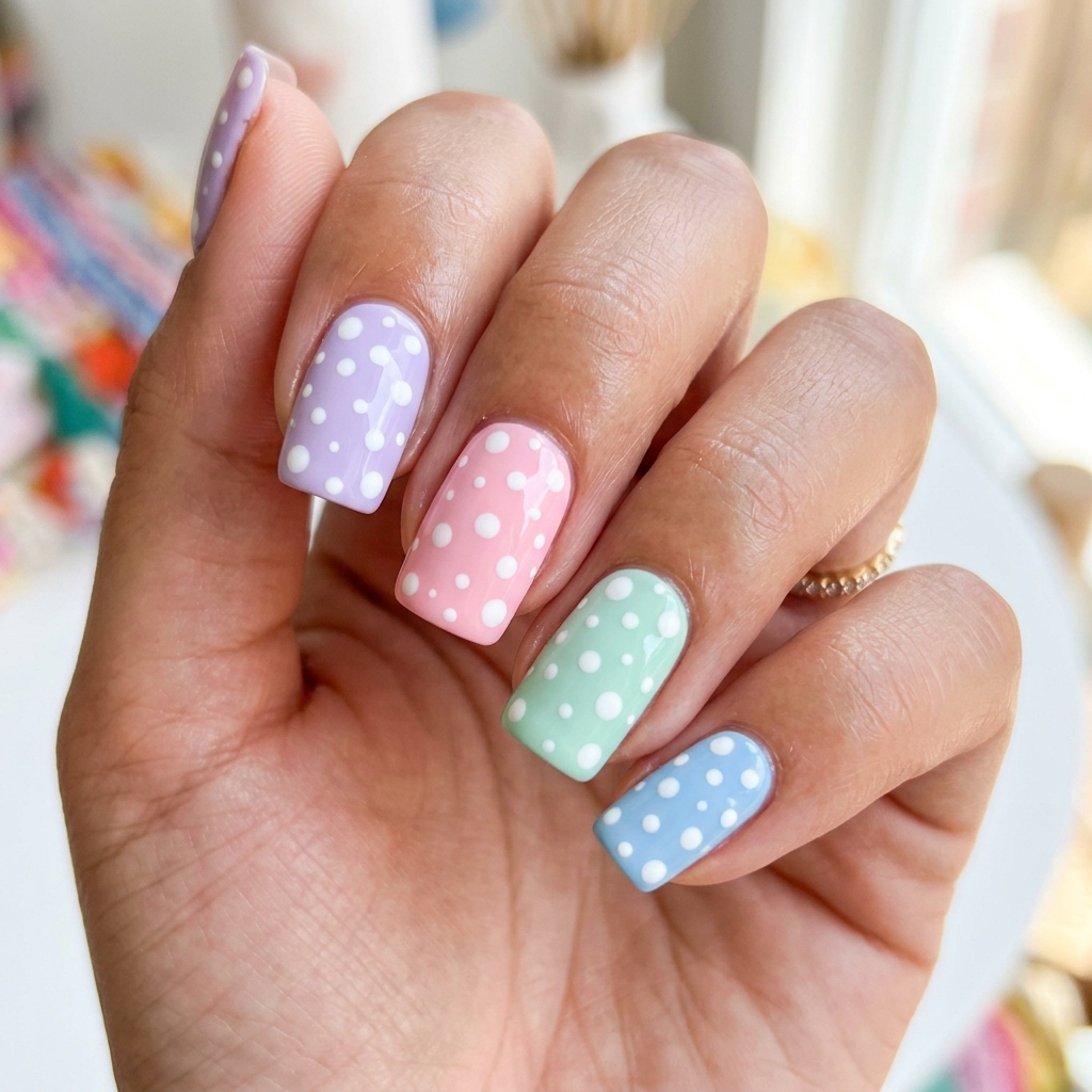 Polka Dot Spring Nails Ideas