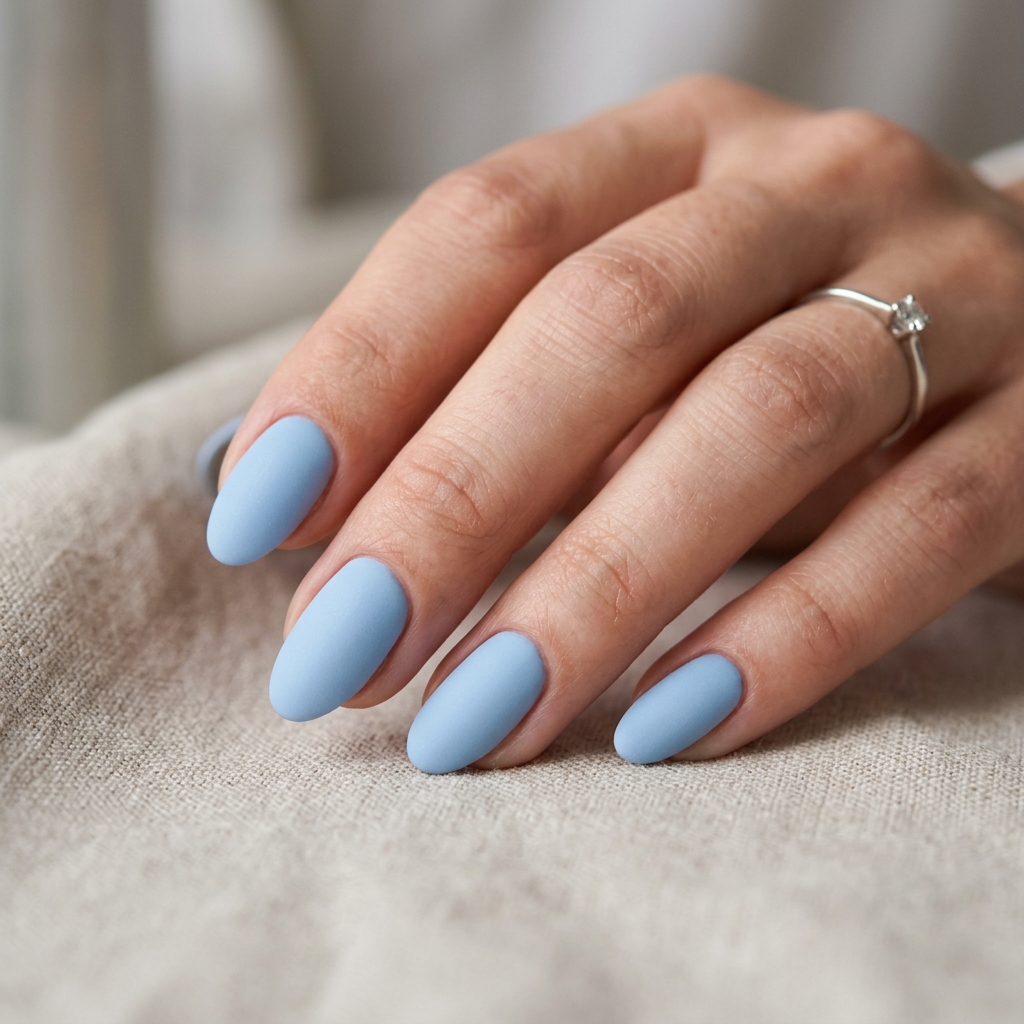 Light Blue Nails 30: Shades, Designs & Inspo for Every Style 6 Powder Blue Matte Nails Ideas