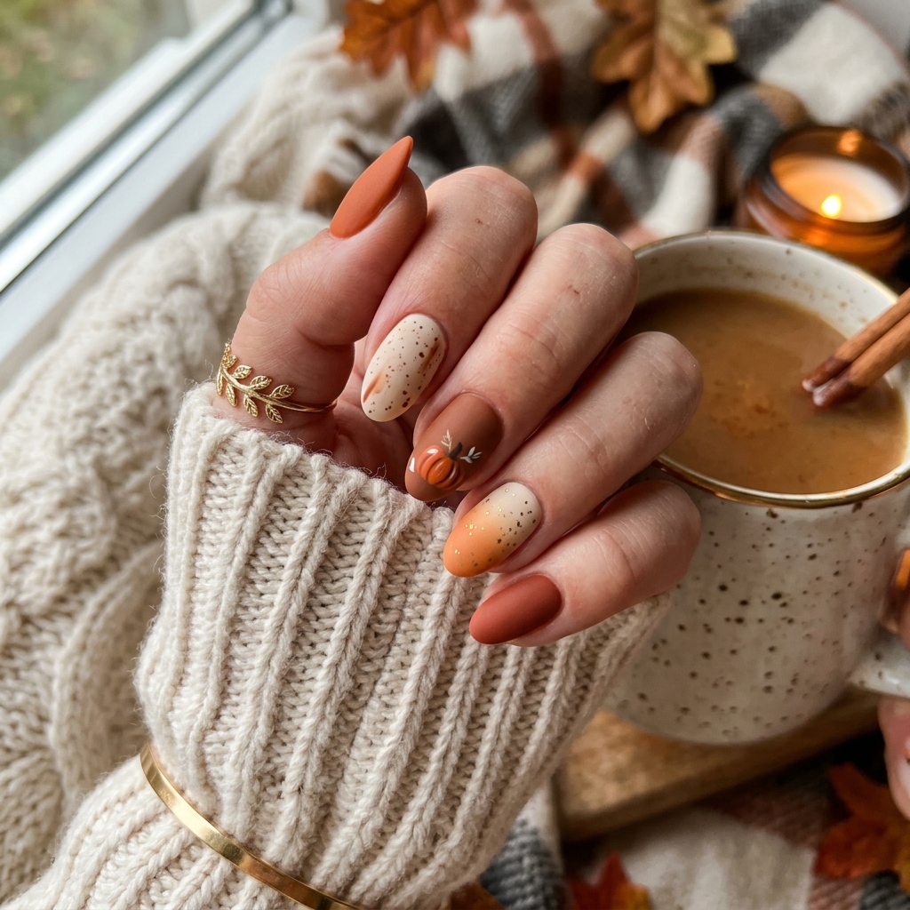 30 November Nails Inspo: Thanksgiving Ready Manicures You'll Love 25 Pumpkin Spice November Nails Ideas