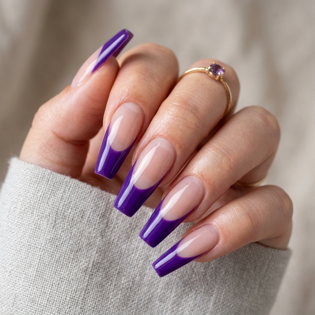 30 Purple French Tip Nails Ideas You'll Want to Save Now 19 Purple French Tip Coffin Nails Ideas