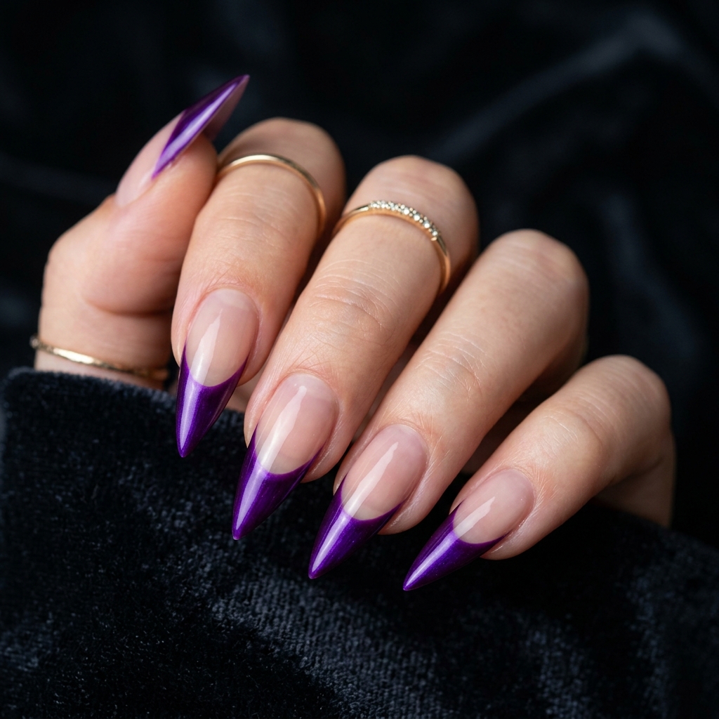 30 Purple French Tip Nails Ideas You'll Want to Save Now 21 Stiletto Purple French Tip Nails Ideas