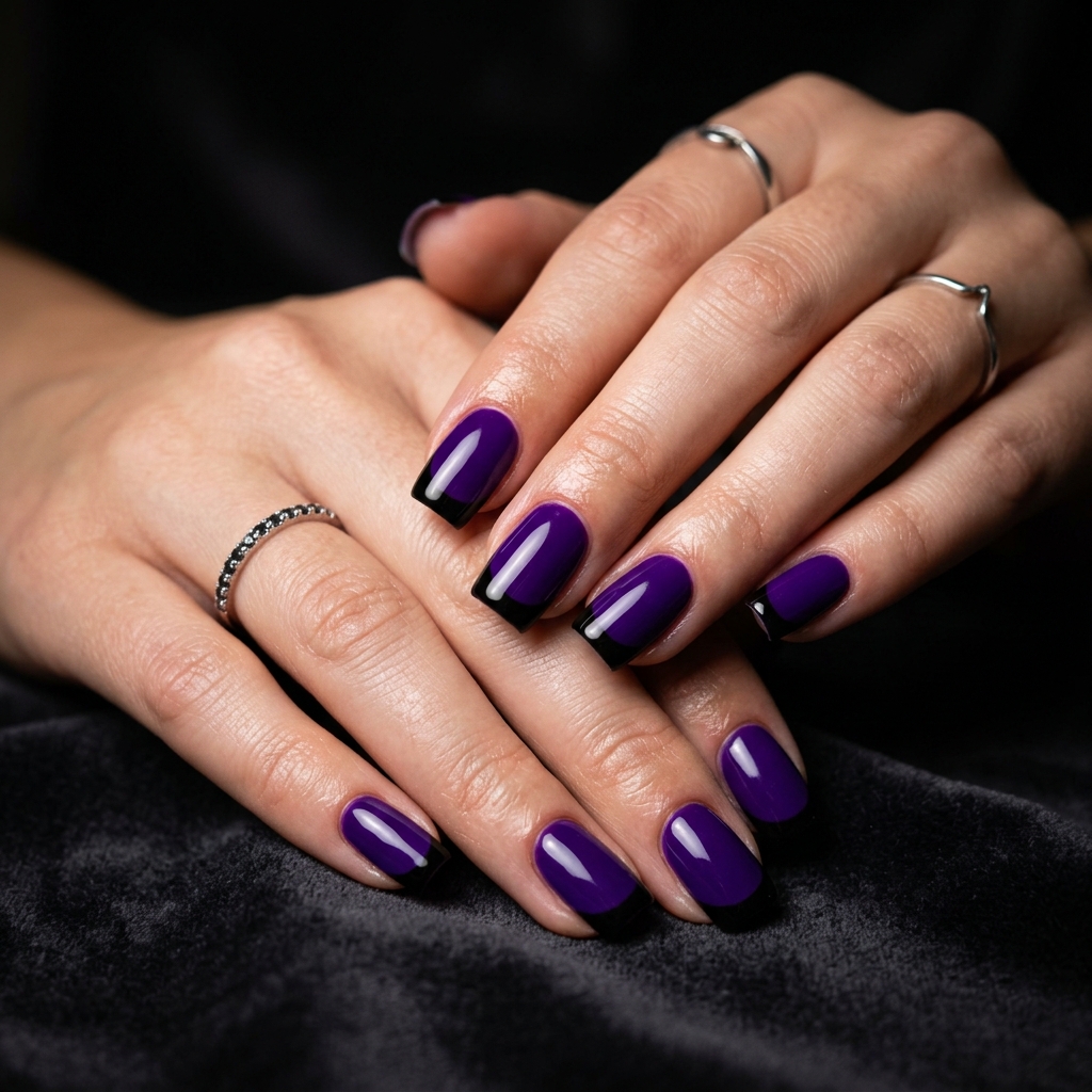 30 Purple French Tip Nails Ideas You'll Want to Save Now 14 Purple and Black French Tip Nails Ideas
