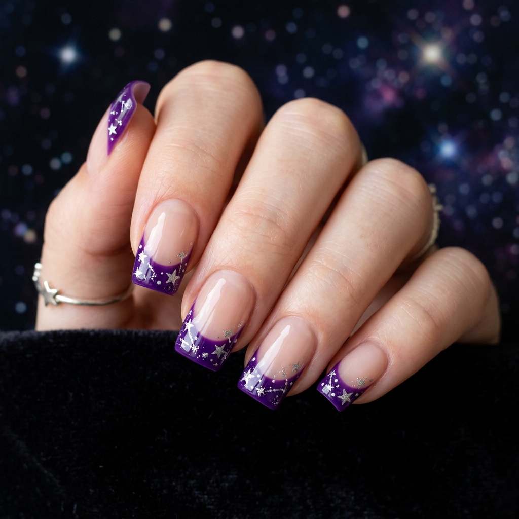 30 Purple French Tip Nails Ideas You'll Want to Save Now 26 Purple Star French Tip Nails Ideas
