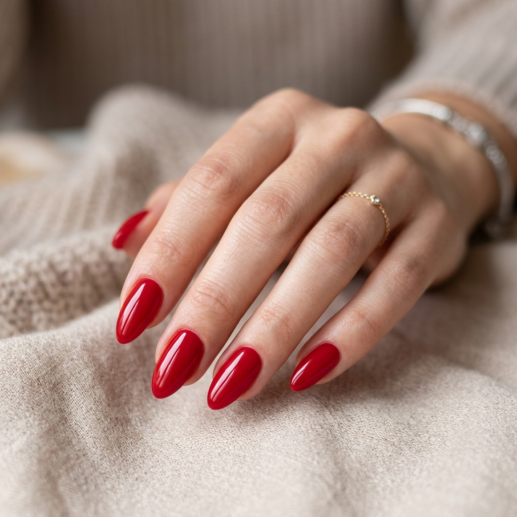 Red Almond Shape Nail Ideas