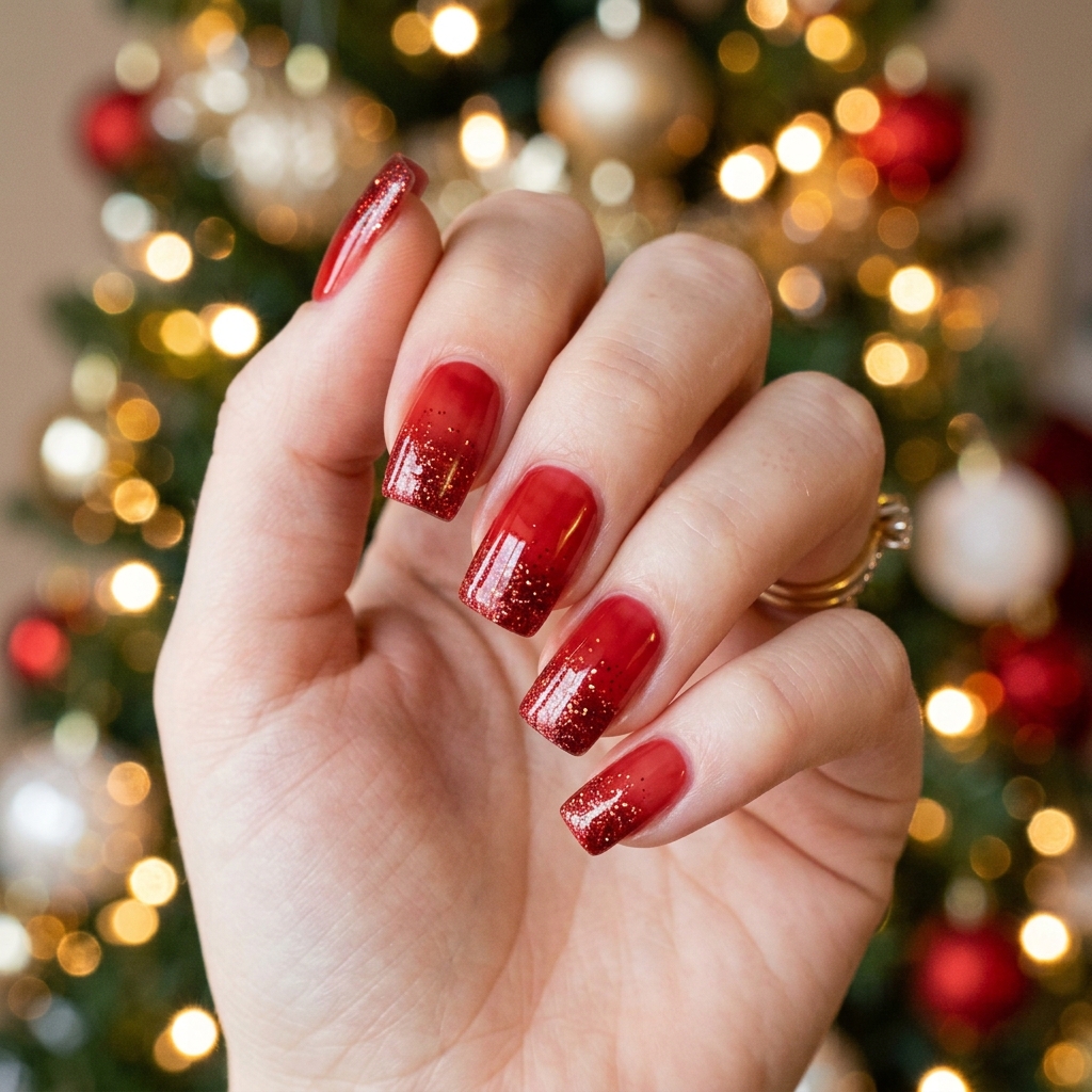 Red Glitter Christmas Nails Ideas