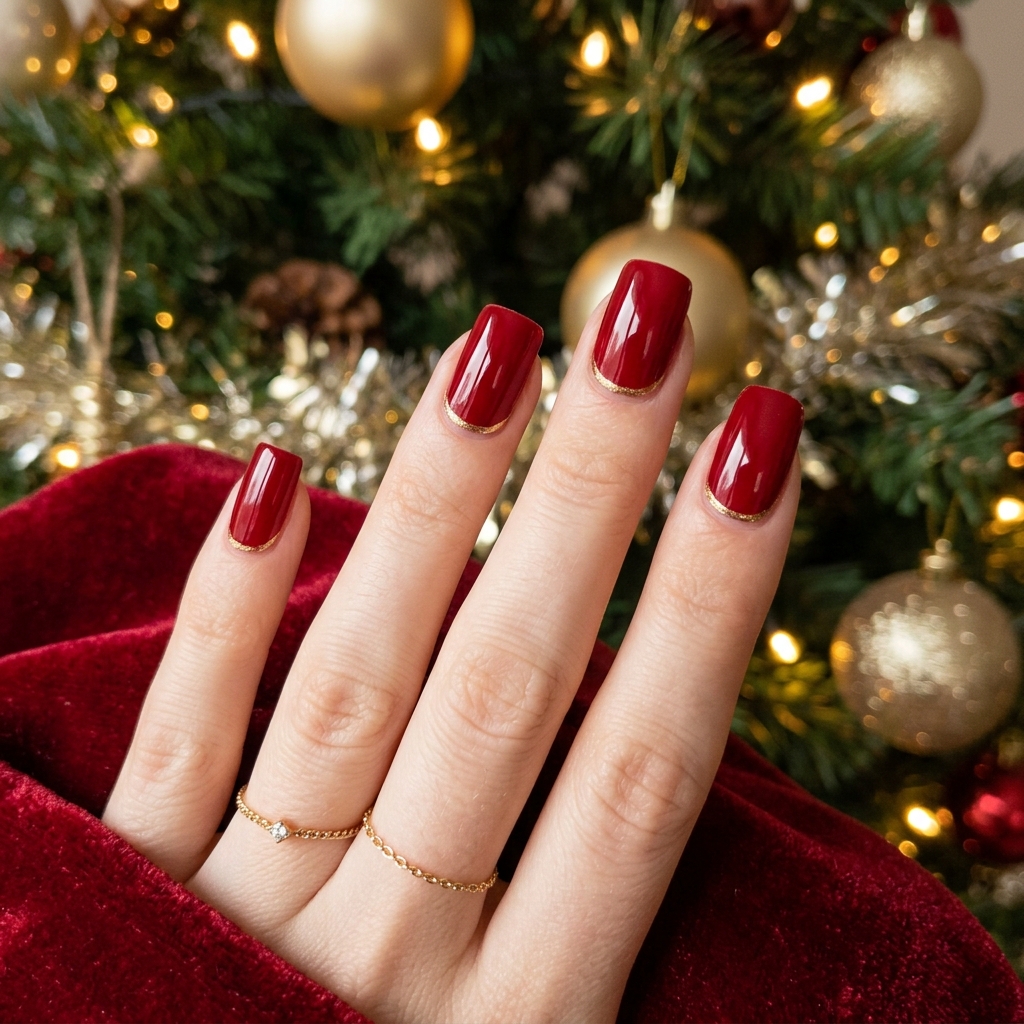 Red and Gold Christmas Nails Ideas