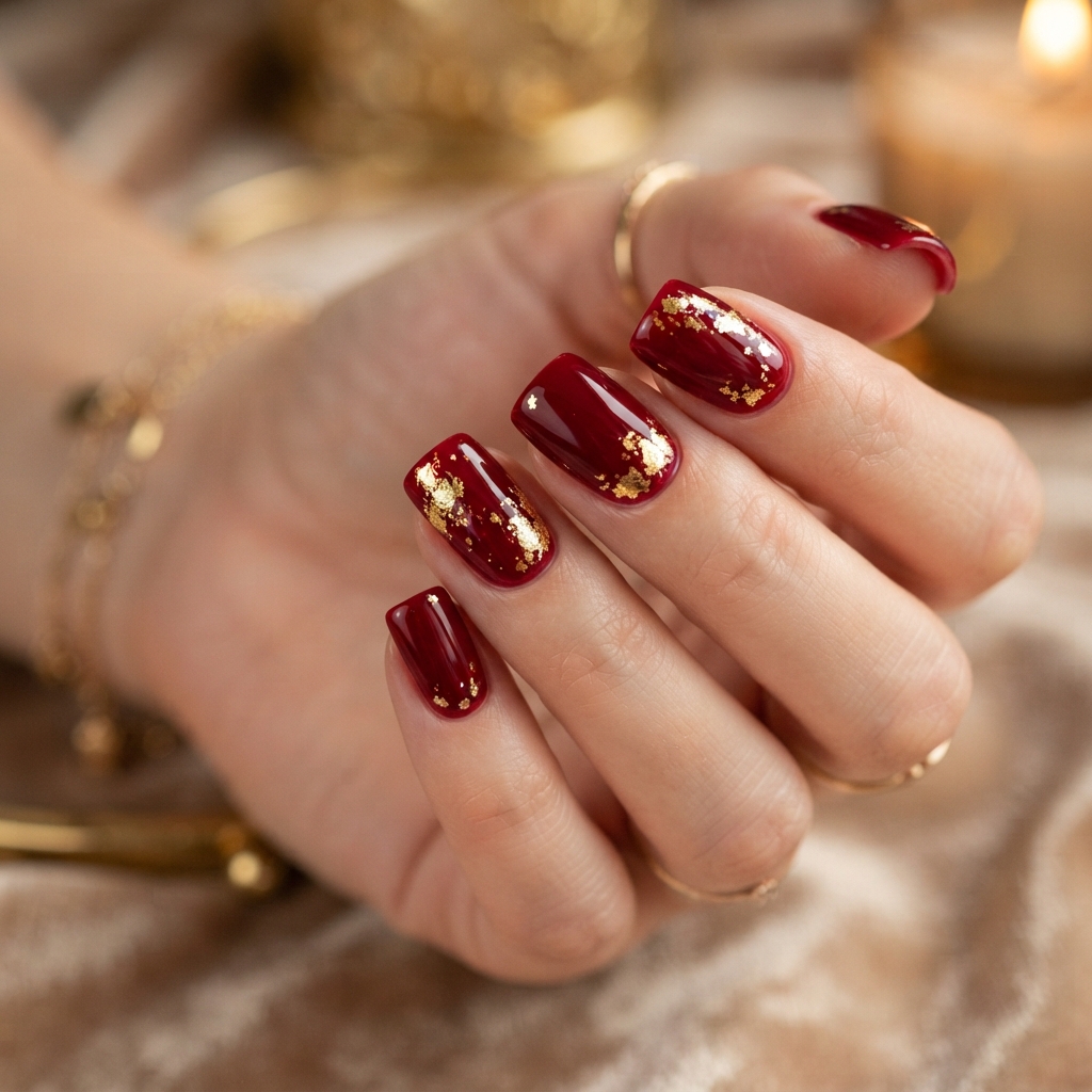 December Nails: 30 Creative Ideas to Try This Holiday Season 6 Red and Gold December Nail Ideas