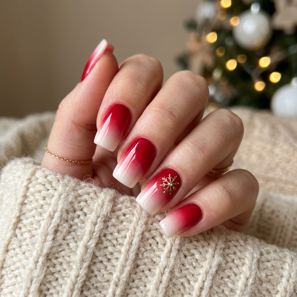 Red Ombre Christmas Nails Ideas