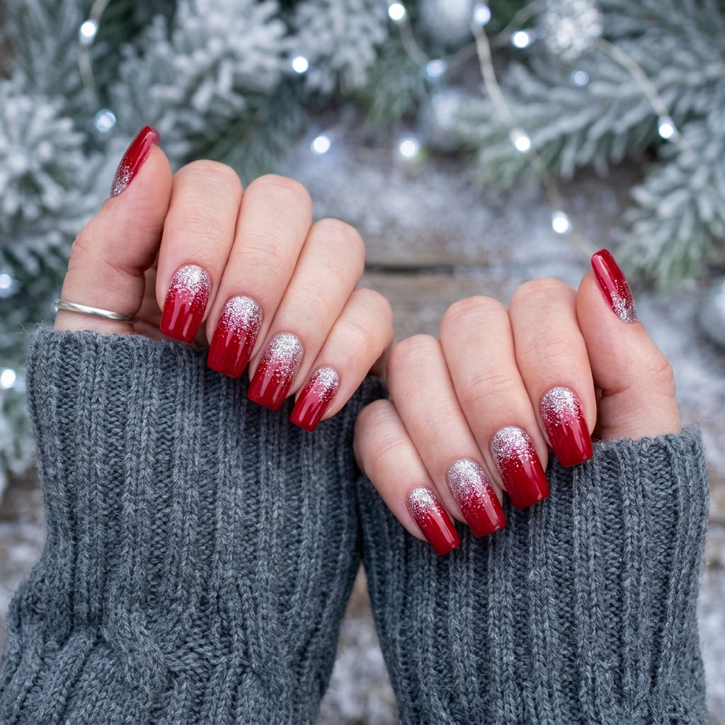 Red and Silver Christmas Nails Ideas