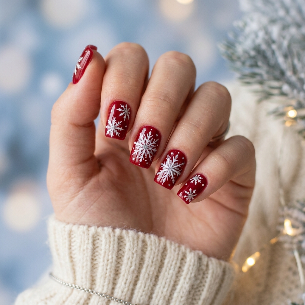 Red Snowflake Nail Ideas